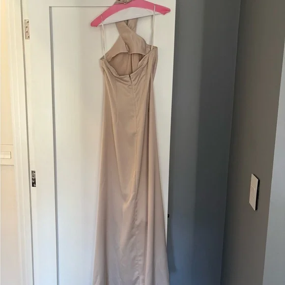 BHLDN Champagne Halter Neck Dress - Picture 3 of 5